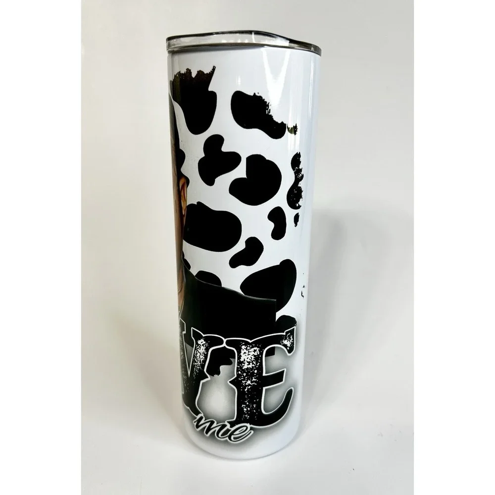 Jelly Roll Somebody Save Me 20oz Stainless Steel Travel Tumbler Cow Print Lid